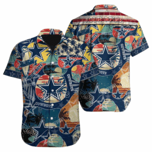 Custom Name Dallas Cowboys American Flag Vintage Hawaiian Shirt Gebone