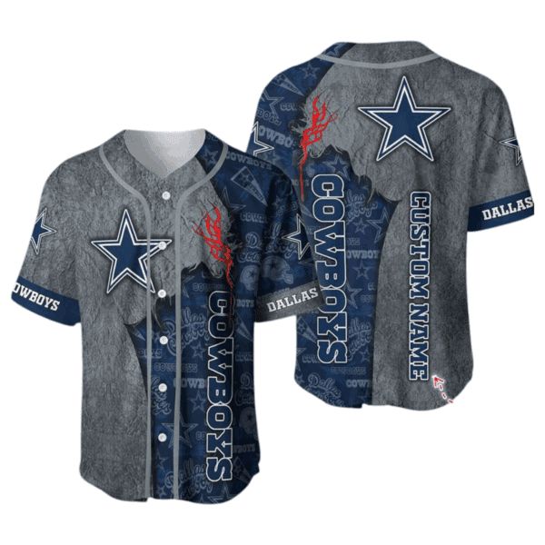 Custom Name Dallas Cowboys Baseball Jersey Shirt NFL Gifts for Fans Gebone