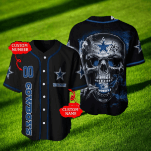 Dallas Cowboys 3D Personalized Skull Baseball Jersey – Custom Shirt for Fans