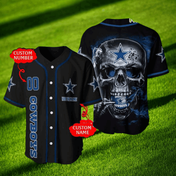 Dallas Cowboys 3D Personalized Skull Baseball Jersey – Custom Shirt for Fans