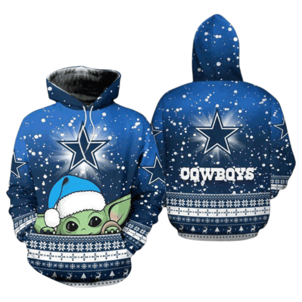 Dallas Cowboys Baby Yoda Christmas NFL Hoodie Gifts for Fans Gebone