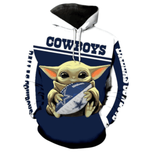 Dallas Cowboys Baby Yoda Holding Football NFL Hoodie Gifts for Fans Gebone
