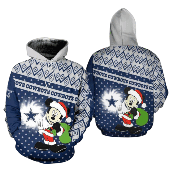 Dallas Cowboys Christmas Mickey Disney NFL Hoodie Gifts for Fans Gebone