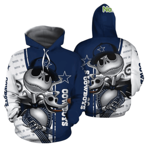 Dallas Cowboys Jack Skellington NFL 3D Hoodie Gifts for Fans Gebone