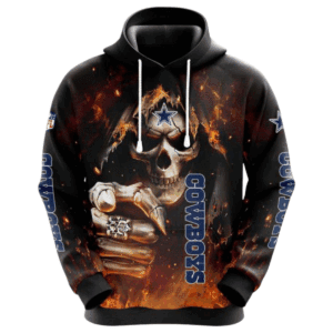 Dallas Cowboys Skeleton Skull Pointing Halloween NFL Hoodie A Bold Gift for True Fans