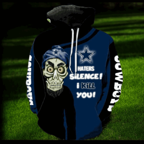 Dallas Cowboys Skull Haters Silence Halloween NFL Hoodie Gifts for Fans Gebone