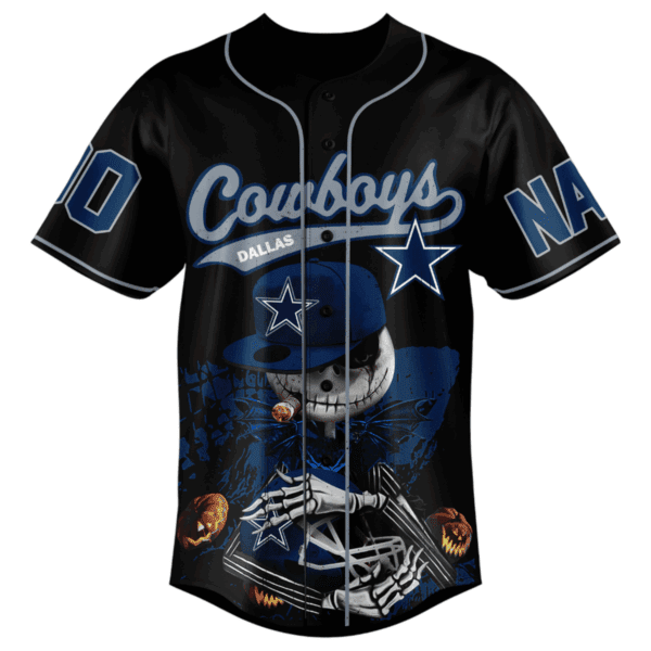 Personalized Cowboys Jack Skellington Halloween Baseball Jersey