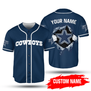 Personalized Dallas Cowboys Baseball Jersey, Cowboys Logo Navy Blue, Cowboys Gifts