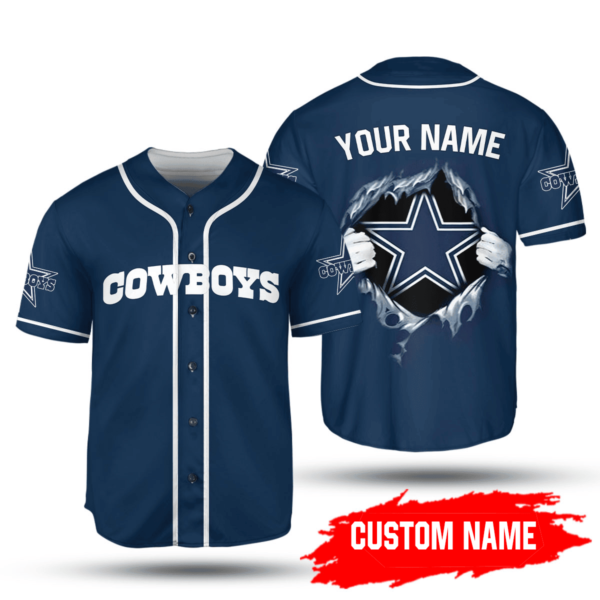 Personalized Dallas Cowboys Baseball Jersey, Cowboys Logo Navy Blue, Cowboys Gifts