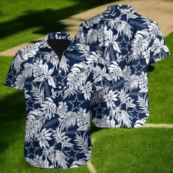 Tropical Leafs Dallas Cowboys NFL Button Up Hawaiian Shirt Gebone