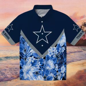 Custom Dallas Cowboys Floral Chevron Blue Hawaiian Shirt