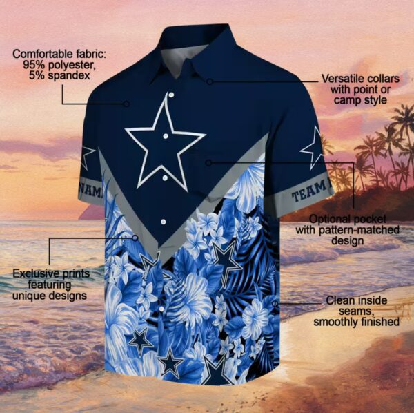 Custom Dallas Cowboys Floral Chevron Blue Hawaiian Shirt - Image 5