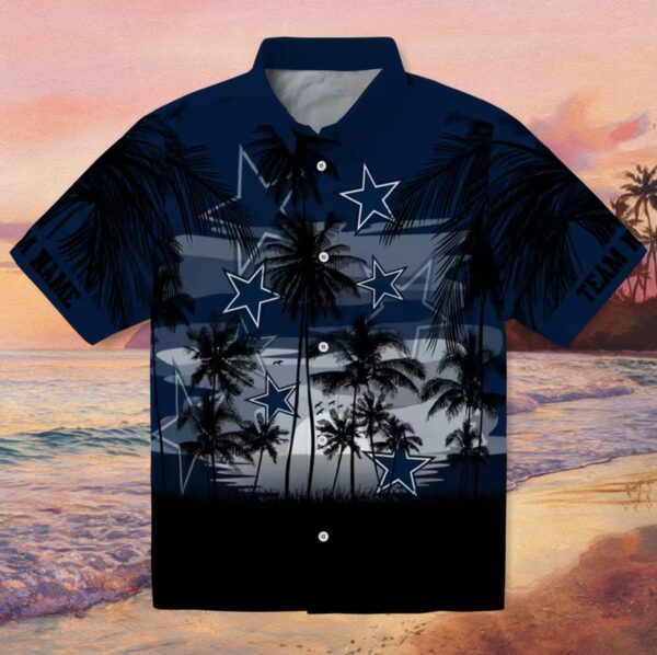 Custom Dallas Cowboys Sunset Scene Blue Black Hawaiian Shirt