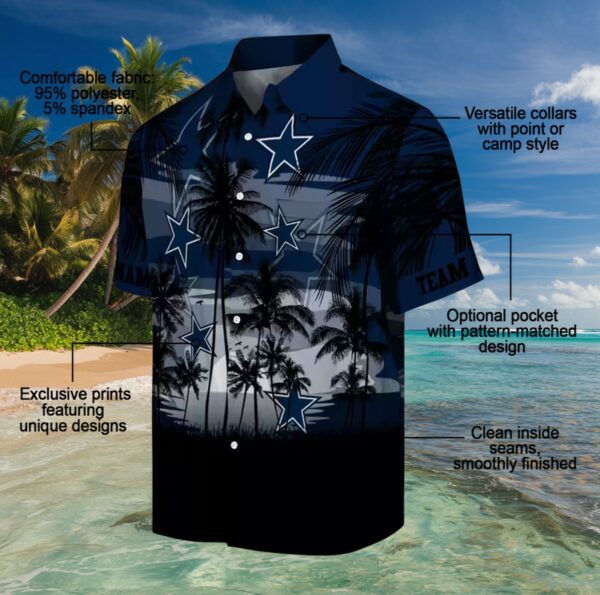 Custom Dallas Cowboys Sunset Scene Blue Black Hawaiian Shirt - Image 4