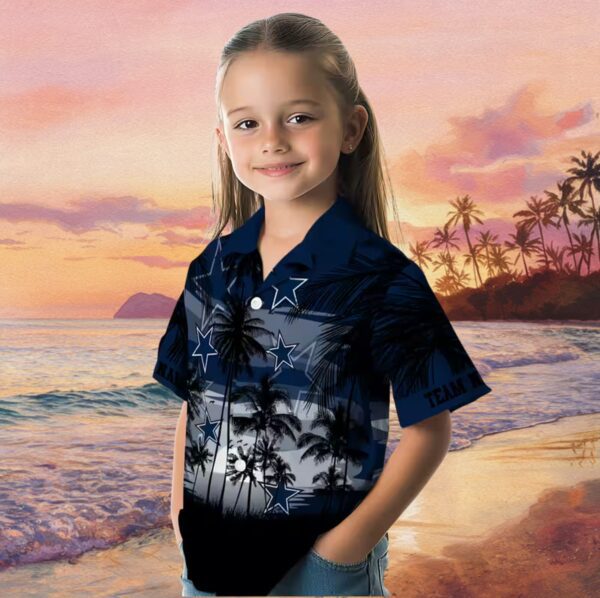 Custom Dallas Cowboys Sunset Scene Blue Black Hawaiian Shirt - Image 5