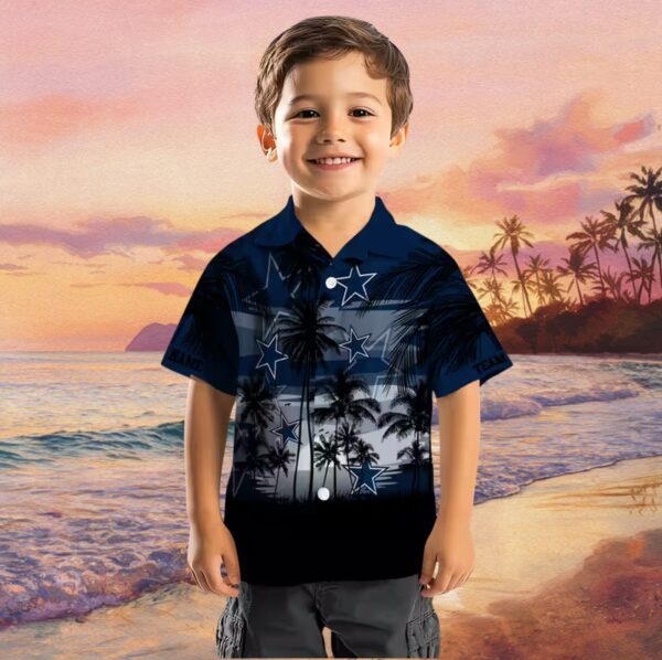 Custom Dallas Cowboys Sunset Scene Blue Black Hawaiian Shirt - Image 6