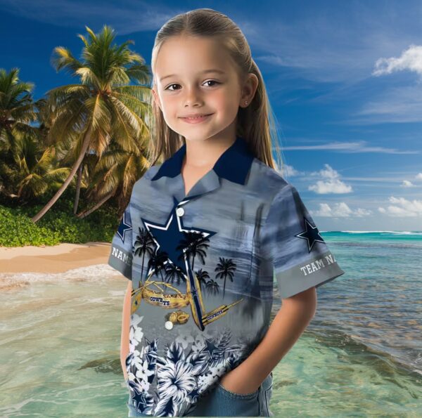 Custom Dallas Cowboys Tropical Canoe Blue Hawaiian Shirt - Image 6