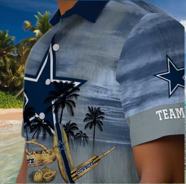 Custom Dallas Cowboys Tropical Canoe Blue Hawaiian Shirt - Image 8