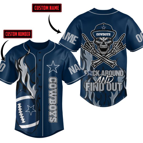 Customizable Skull Dallas Cowboys Baseball Jersey - Image 3