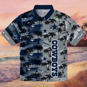 Customized Dallas Cowboys Palm Silhouettes Blue Hawaiian Shirt