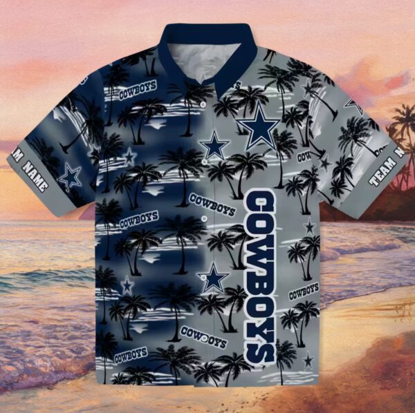 Customized Dallas Cowboys Palm Silhouettes Blue Hawaiian Shirt