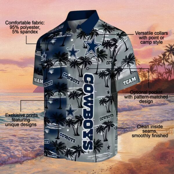 Customized Dallas Cowboys Palm Silhouettes Blue Hawaiian Shirt - Image 5