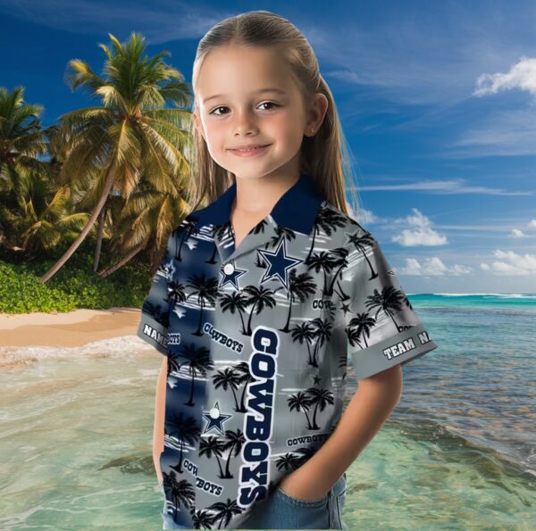 Customized Dallas Cowboys Palm Silhouettes Blue Hawaiian Shirt - Image 6