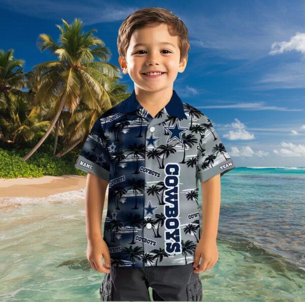 Customized Dallas Cowboys Palm Silhouettes Blue Hawaiian Shirt - Image 7