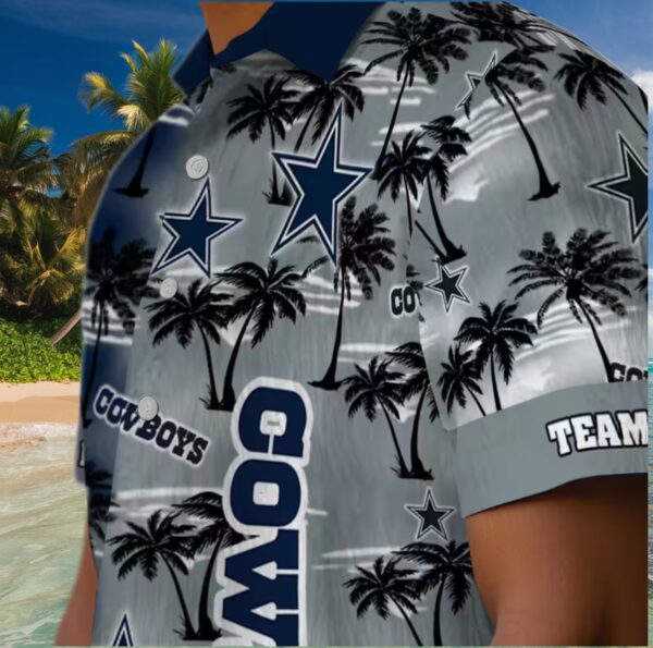 Customized Dallas Cowboys Palm Silhouettes Blue Hawaiian Shirt - Image 8