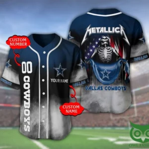 Personalized Dallas Cowboys Metallica Baseball Jersey Shirt