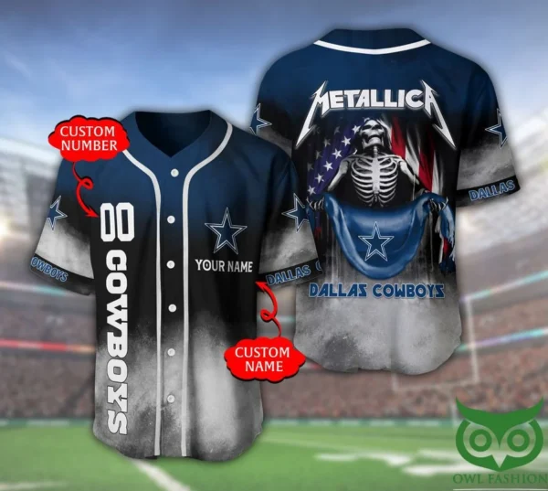 Personalized Dallas Cowboys Metallica Baseball Jersey Shirt