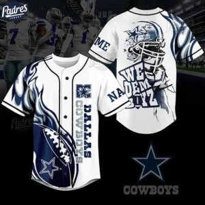 Cowboys Fan Custom Baseball Jersey – White & Navy Design