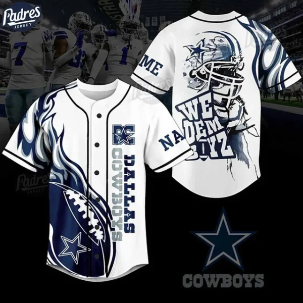 Cowboys Fan Custom Baseball Jersey – White & Navy Design