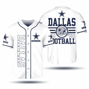 Dallas Cowboys 1960 White Baseball Jersey – Classic Football Fan Edition
