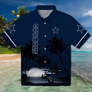 Dallas Cowboys Beach Sunset Blue Black Hawaiian Shirt
