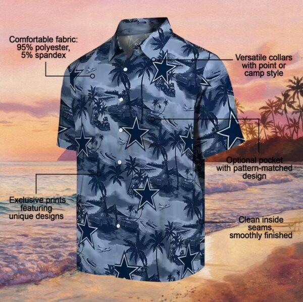Dallas Cowboys Coastal Palms Blue Hawaiian Shirt - Image 5