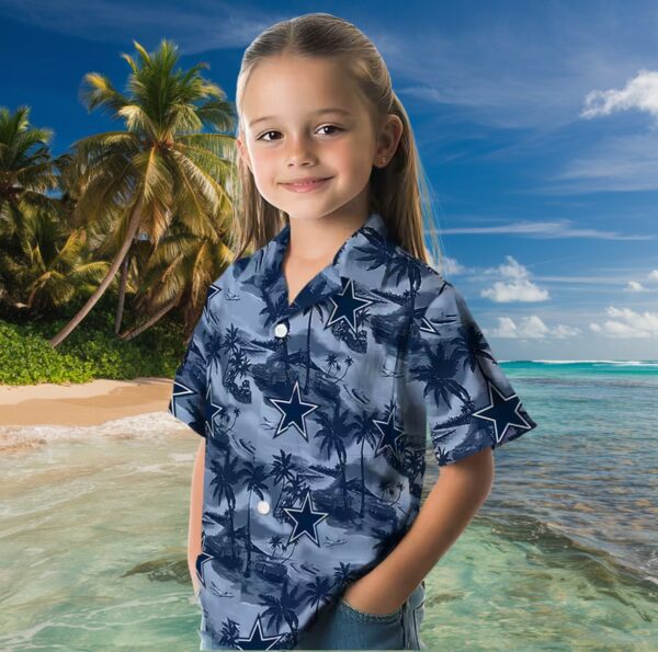 Dallas Cowboys Coastal Palms Blue Hawaiian Shirt - Image 6