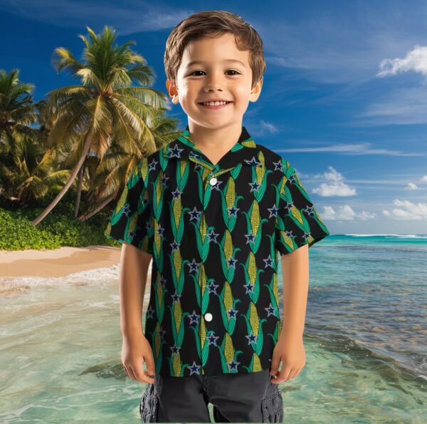 Dallas Cowboys Corn Motifs Black Green Hawaiian Shirt - Image 7
