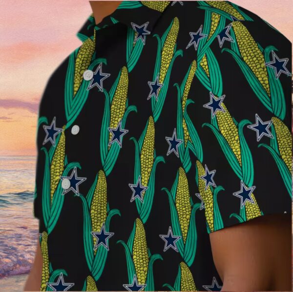 Dallas Cowboys Corn Motifs Black Green Hawaiian Shirt - Image 8