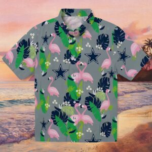 Dallas Cowboys Flamingo Foliage Blue Green Hawaiian Shirt