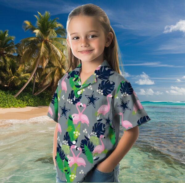 Dallas Cowboys Flamingo Foliage Blue Green Hawaiian Shirt - Image 6