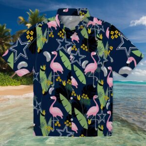 Dallas Cowboys Flamingo Leaves Blue Hawaiian Shirt