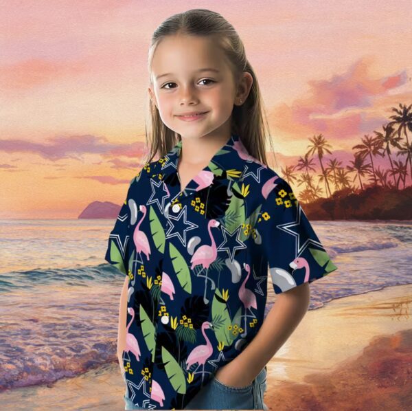 Dallas Cowboys Flamingo Leaves Blue Hawaiian Shirt - Image 6