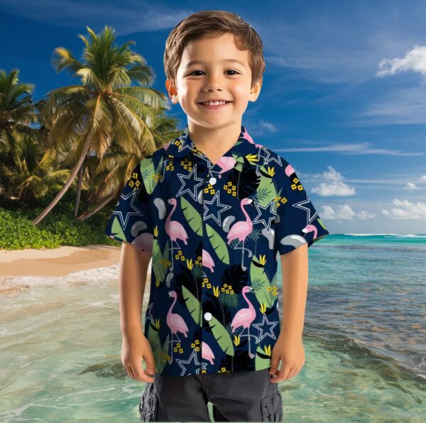 Dallas Cowboys Flamingo Leaves Blue Hawaiian Shirt - Image 7