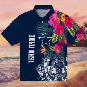 Dallas Cowboys Floral Polynesian Blue Hawaiian Shirt