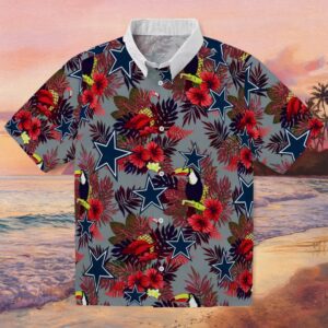 Dallas Cowboys Floral Toucan Blue Red Hawaiian Shirt