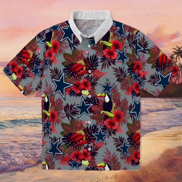 Dallas Cowboys Floral Toucan Blue Red Hawaiian Shirt