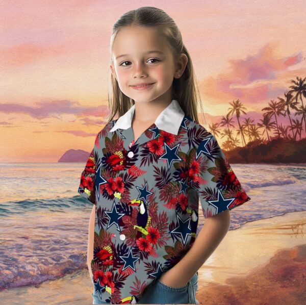 Dallas Cowboys Floral Toucan Blue Red Hawaiian Shirt - Image 6