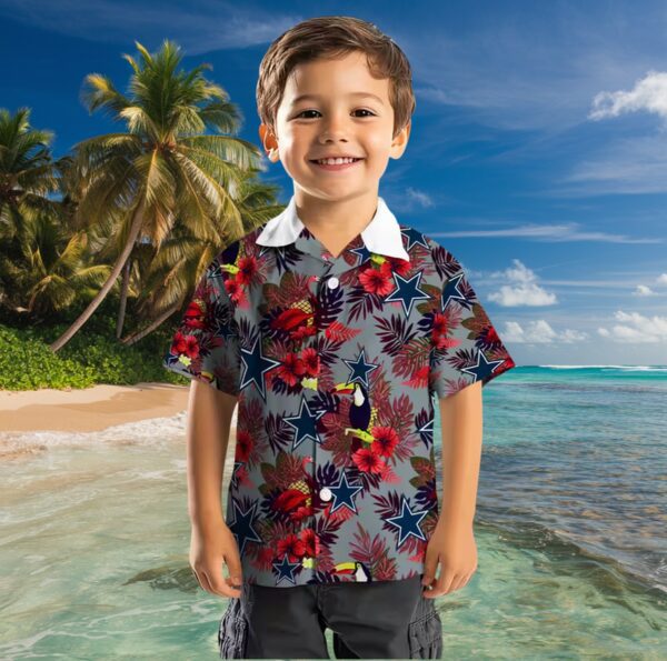 Dallas Cowboys Floral Toucan Blue Red Hawaiian Shirt - Image 7