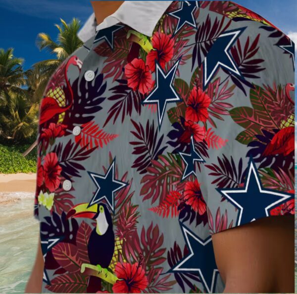 Dallas Cowboys Floral Toucan Blue Red Hawaiian Shirt - Image 8